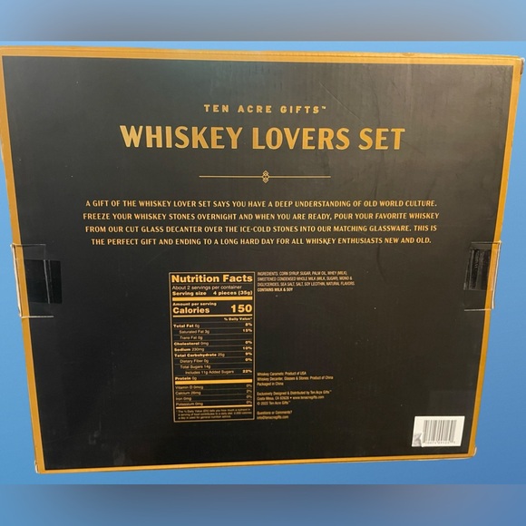 Ten Acre Whiskey Decanter Set-Glasses And Stones, Caramels-Never Been Opened - Picture 5 of 11